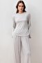 Long Sleeve Oversize Basic Lycra Viscose Top and Bottom Set - 4