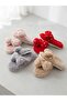 Bowknot Polka Dot Foil Patterned Furry Fluffy Plush House Slippers - 3