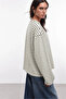 Women's Cream Long Sleeve Striped Long T-Shirt 0098