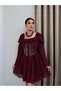 Collar Ruffle Corseted Chiffon Mini Dress - 2