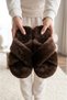 Furry Cross Women's House Slippers - Warm and Fluffy Slippers with Noiseless Soles