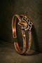 Tiger's Eye Stone Flower Motif Pure Copper Women's Bracelet Handmade Adjustable Clasp - 6
