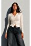 Women's Gathered Accessory Detailed Spanish Sleeve Slit Blouse - 2