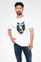 Unisex White T-Shirt with Waterfall and Wolf Print - 2