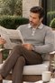 Men's Patterned Polo Collar Snap Fastener Sweater - 3