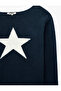 Long Sleeve Crew Neck Star Patterned Knit Sweater - 3