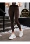 Women's Brown Winter Interlock Knitted Tights with Fleece Inside and High Waist Shaping Corset
