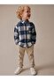 Boy's Single Pocket Woven Lumberjack Shirt Navy-Grey - 2
