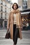 Puffy Soft Textured Thick Tasseled Women's Scarf Oversized Winter Shoulder Shawl Beige - 3