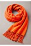 Puffy Soft Textured Thick Tasseled Women's Scarf Oversized Winter Shoulder Shawl Orange - 5