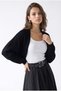 7061 Women's Draped Bolero Form Slim Knitwear Cardigan Black