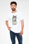 تي شيرت أبيض للجنسين مطبوع عليه Coffee Drinking Wolf - 2
