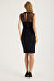 Tulle Dv Neckline Dress with Stitching Ribbon - 5