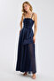Flared Maxi Dress with Bow and Tulle Detail - 3