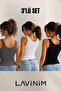 Women's 3-Piece Athlete Set Camisole Cotton Blend Ribbed Athlete Top - 3
