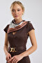 Faux Suede Dress with Chain Buckle - 4