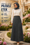 Women's Pleated Skirt 38-40-42-44-46-48-50-52 Size Compatible Elastic Dabıl Fabric Without Lining Does Not Show Inside - 2
