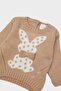 Girl's Beige Rabbit Figured Long Sleeve Knit Sweater - 3