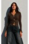 Women's Gathered Accessory Detailed Spanish Sleeve Slit Blouse - 5