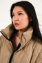 Women's Light Brown Stand Collar Long Sleeve Coat with Zipper Detail - 8