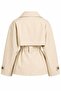 Beige Double-Breasted Collared Leather Detailed Belted Trench Coat - 1115 - 2