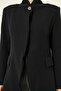 Women's Single Button Oversize Blazer Jacket 1589 - Black - 3