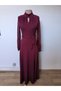 Women's long sleeve turtleneck dress with drop detail, belted waist, and slit - janjan crepe - 4