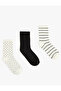 Cotton Patterned 3-Piece Sock Set - 2