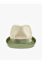 Straw Hat with Stripe Detail