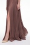 Women's Brown Shawl Strapless Neckline Slit Long Chiffon Evening Dress - 3