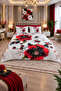 Love Flower 5D Cotton Double Duvet Cover Set with 6 Pieces of Fitted Sheets