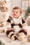 Baby Boy Welsoft Jumpsuit Hooded Zippered Plush Patterned Soft Warm Winter Baby Jumpsuit - 2