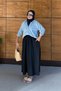 Women's Draped Tencel Fabric Long Skirt with Elastic Waist - 5
