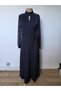 Women's long sleeve turtleneck dress with drop detail, belted waist, and slit - janjan crepe - 4