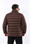 Men's Trendy Zippered Stylish Brown Puffer Coat - 5