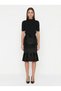 Women's Flounced Black Velvet Skirt