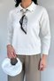 Cream Gülseli Scarf Detailed Polo Collar Knitwear Sweater - 4