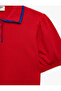Viscose Blended Short Balloon Sleeve Buttoned Polo Collar Knit Sweater - 3