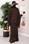 Openwork blouse skirt knitwear set coffee - 6