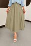 Women's Elastic Waist Pocketed Tencel Fabric Long Flared Skirt - 3
