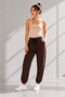 Women's Brown Jogger Pants with Elastic Waist, Lace-Up, Pockets, Elastic Cuffs, Relaxed Fit Sweatpants - 2