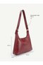 Burgundy Shk352 Faux Leather, Zippered, Adjustable Strap Women's Daily Hand, Arm and Shoulder Bag - 7