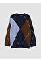Özmarka New Season Navy Blue Diamond Patterned Women's Knitwear Tunic - 5