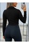Women's Long Sleeve Collared Jacket with Ornamental Pocket Detail and Zipper Closure, Short Imported Crepe Jacket - 5