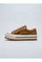 26K366-1 Genuine Leather Accessory-Detail Platform Sole Fleece Sneaker for Women - 6