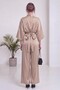 Women's Double-Breasted Satin Belted Evening Dress Jumpsuit Black, Beige - 7