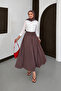 Women's Draped Modal Fabric Crinkled Long Skirt - 2