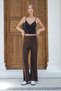 Brown Women's Modal Sweatpants with Elastic Waist and Wide Legs - 5