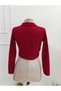 Women's Long Sleeve Collared Jacket with Ornamental Pocket Detail and Zipper Closure, Short Imported Crepe Jacket - 5