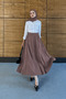 Women's Elastic Waist Crinkled Modal Fabric Long Skirt - 5